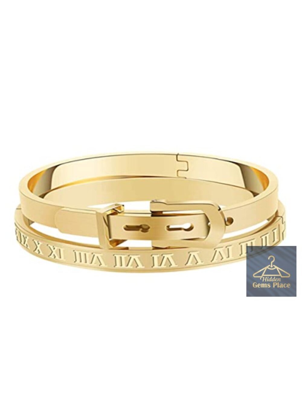 Stainless Steel Roman Numeral Bangle Bracelet Unisex Engravable Cuff
